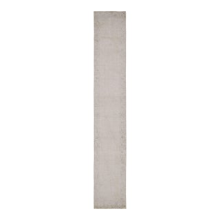 Vintage Overdyed Persian Runner Rug in Beige-Brown Open Field, From Rug & Kilim For Sale