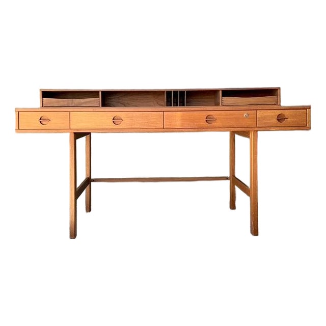 Vintage MCM Peter Lovig Nielsen for Hedensted Mobelfabrik Flip Top Teak Writing Desk For Sale