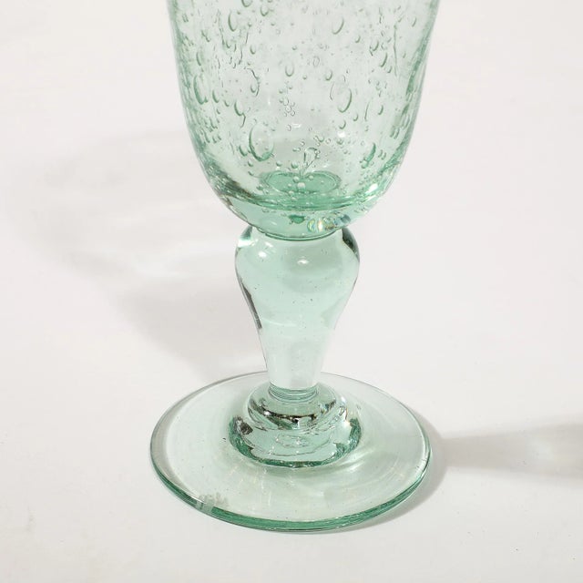 Aqua La Verrerie De Biot Set of 6 Handblown Pale Aquamarine Stemmed Drinking Glasses For Sale - Image 8 of 12