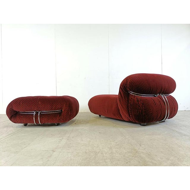 Cassina Set of Soriana Lounge Chair and Ottoman by Afra & Tobia Scarpa for Cassina, 1970s For Sale - Image 4 of 11