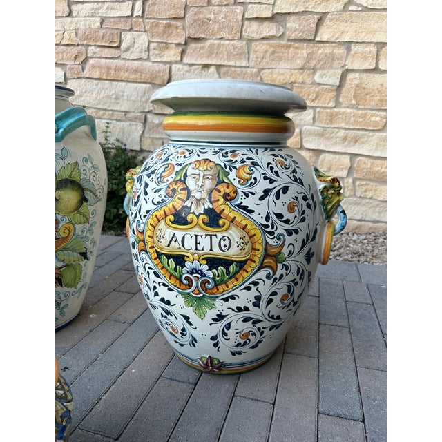 Hand-Painted Italian Majolica Patio & Floor Urn Collection - 7 Pieces For Sale In Phoenix - Image 6 of 8