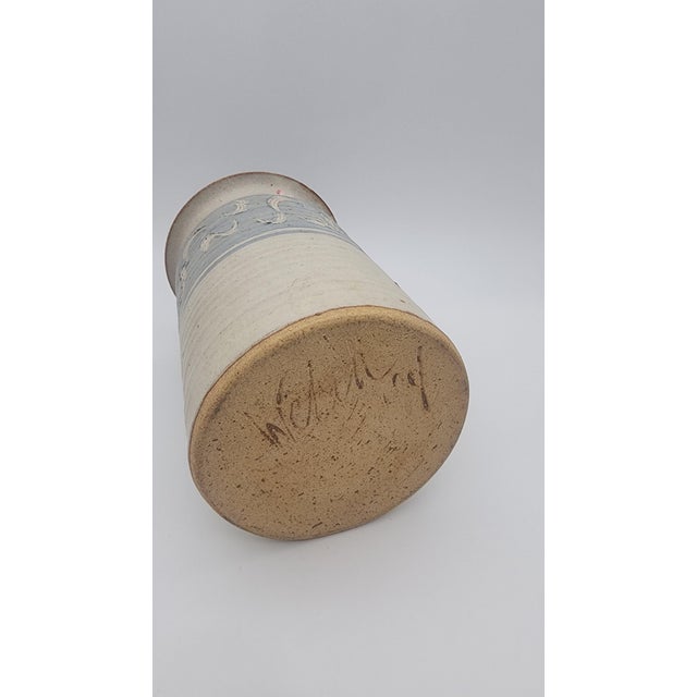 Vintage Studio Pottery Tall Vase with Scraffito For Sale - Image 12 of 12