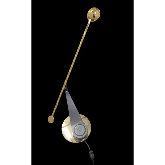 1980's Fase Vintage Cantilever Brass Black Modern Counterweight Long Arm Table Lamps- A Pair For Sale - Image 9 of 15