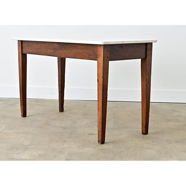 French French 19th Century Oak & White Marble Console For Sale - Image 3 of 15