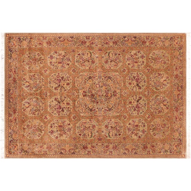 Gold Shabby Chic 1990's Pak-Persian Taupe/Green Wool Rug - 6'1'' X 9'0'' For Sale - Image 8 of 9