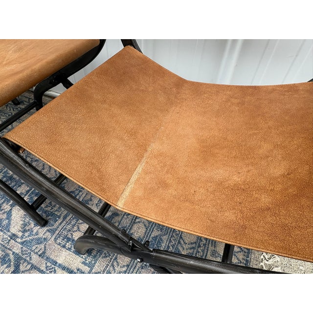 Restoration Hardware 1970s French Director's Dining Chairs | Set of 5 | Chestnut Leather For Sale - Image 13 of 17