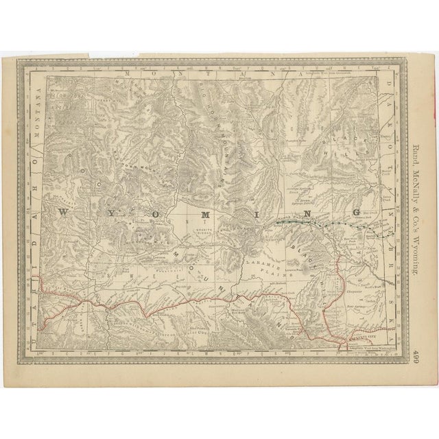 Title: Antique Wyoming Map Wall Art – Railroads & Rocky Mountains, Rand McNally : This original antique atlas map presents...