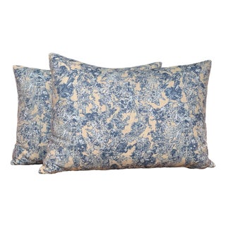 Custom Throw Pillows in Holland & Sherry Woven Patterned Fabric - A Pair For Sale