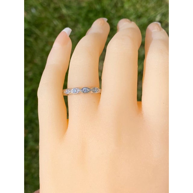 The Walnut Creek: Antique Platinum Stackable Band Set with Diamonds For Sale - Image 10 of 10