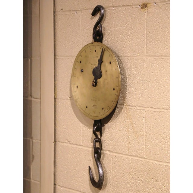 Mid-19th Century English Brass and Iron Hanging Trade Spring Balance Scale For Sale - Image 9 of 13