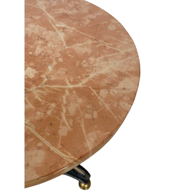 Pair of Iron and Brass Drink Tables With Polished Rojo Marble Tops For Sale - Image 11 of 16