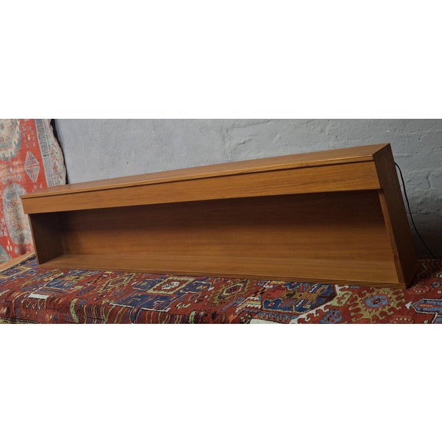Long Danish Floating Teak Sideboard with Lights, 1960s For Sale - Image 9 of 12