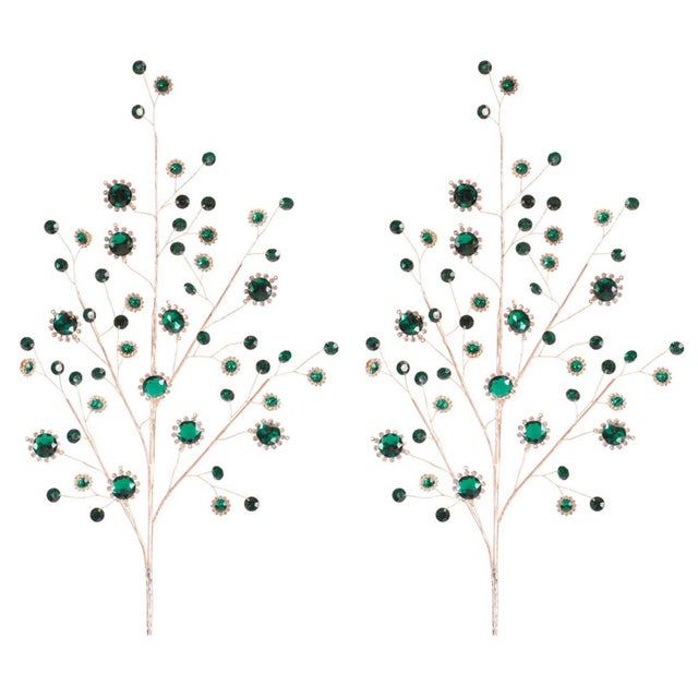 Rustic Emerald Jewel Spray (Set of 2) For Sale - Image 3 of 3