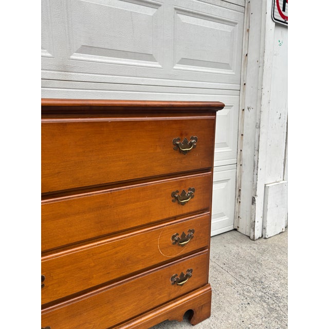 Brown Vintage Colonial Revival Maple Secretary Desk Chest With Drop-Front Writing Surface For Sale - Image 8 of 12