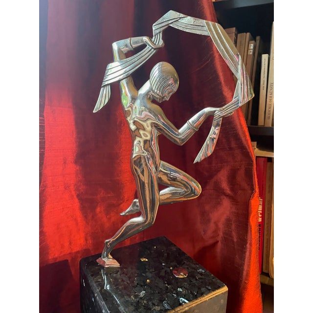 Janlé, Nude Figurative Composition, 1920s, Bronze, Chrome Plating & Granite For Sale - Image 3 of 15