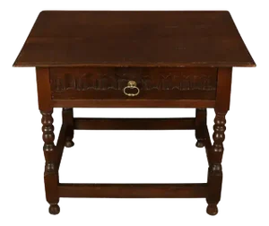 Dark Oak Tavern Table With One Drawer, 18th C.