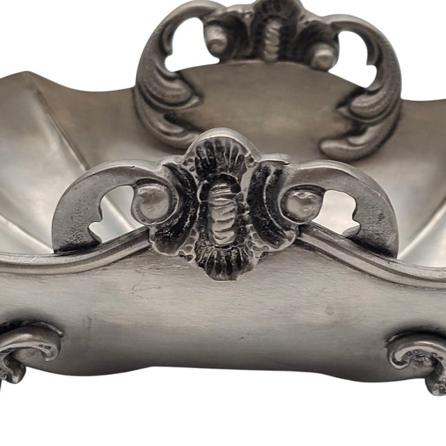 Handmade Italian Pewter Baroque Kalmar Centerpiece Bowl With Gothic Scrollwork For Sale - Image 10 of 12