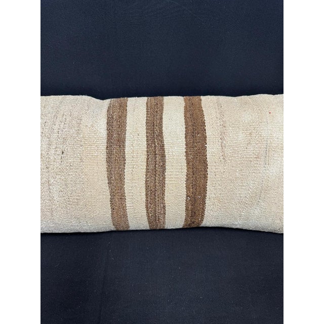 Contemporary Turkish Hemp Pillow Cushion Natural Beige Brown Cushion Cover 14"x40" For Sale - Image 3 of 4