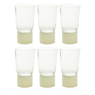 Drinking Glasses with Ivory Bases, Moire Collection, Hand-Blown Glass by Atelier George, Set of 6 For Sale