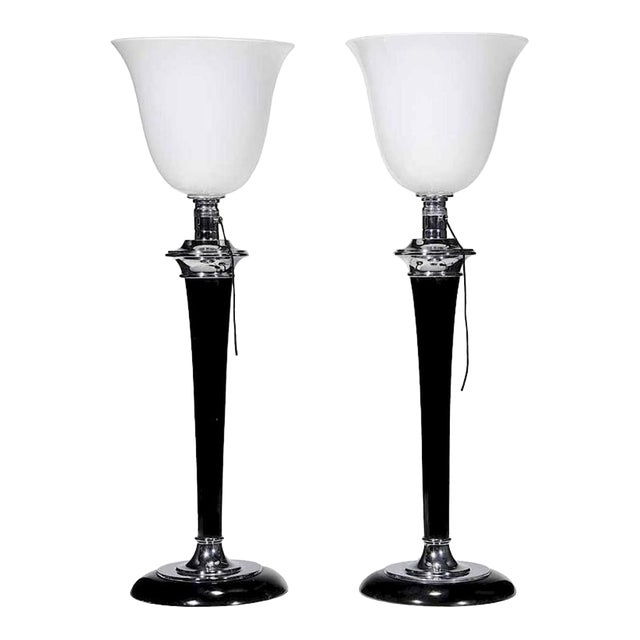 Mid 20th Century Mazda Art Deco Torchère Lamps - a Pair For Sale