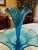 Fenton Art Glass Company Early 20th Century Fenton Blue Art Glass Ruffled Epergne Trumpet Vase For Sale - Image 4 of 10