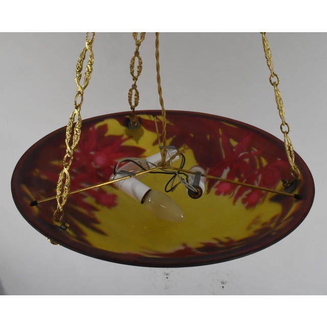 Galle French Art Deco Pendant Light 1920s - Large Cameo Glass Bowl For Sale - Image 18 of 18