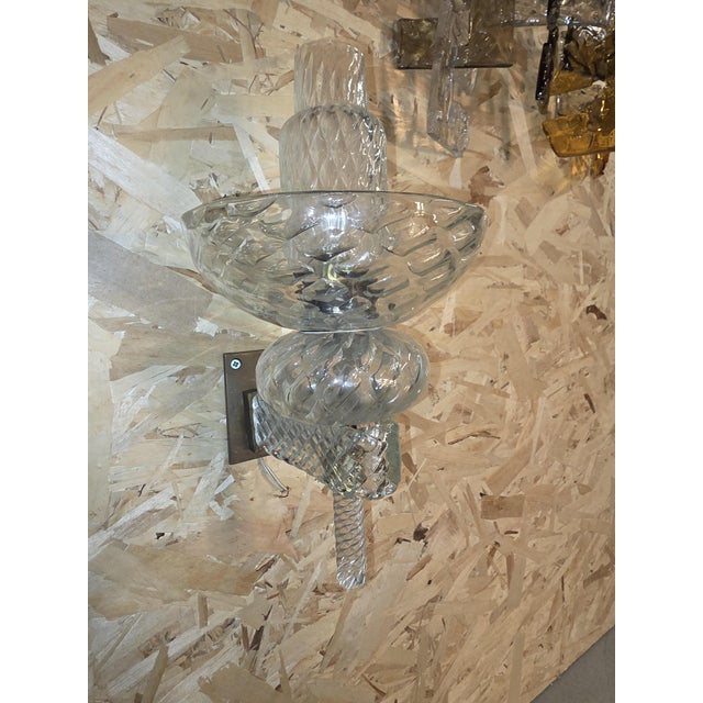 Metal Diamante Glass Wall Lamp by Carlo Scarpa for Venini, 1930s For Sale - Image 7 of 18