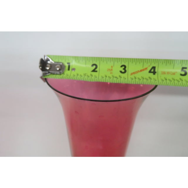 Pink Flash Optic Glass Footed Vases Pair of 2 Mid Century Modern Style 5078b For Sale - Image 12 of 13