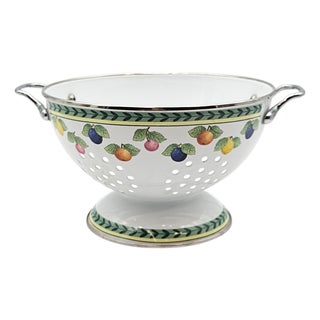 Villeroy & Boch Enamel Colander – French Garden Fleurence Pattern With Fruit Motif For Sale