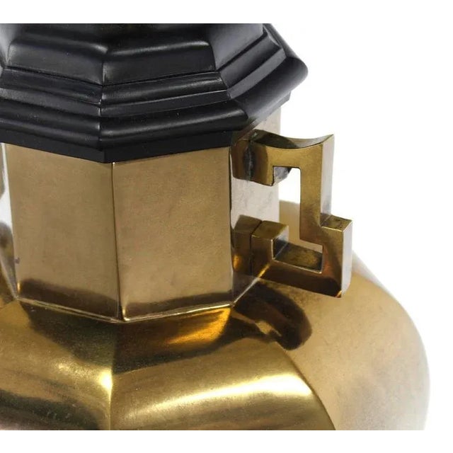 Early 20th Century Brass Hexagon Shape Table Lamps - a Pair For Sale - Image 5 of 7