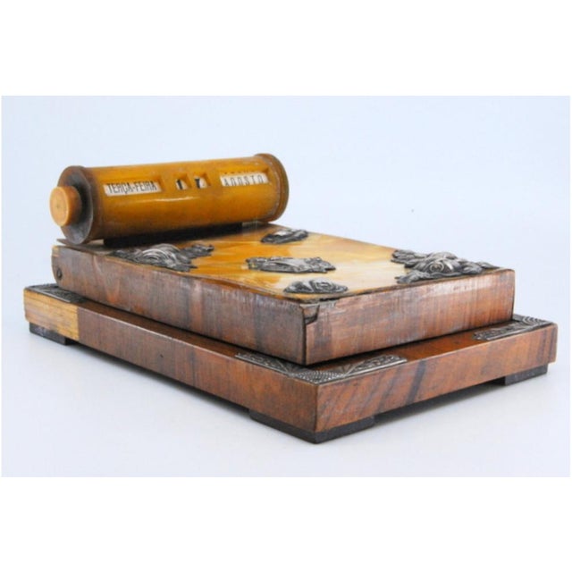 Wooden and Bakelite Notepad Holder with Silver Applications For Sale - Image 3 of 12