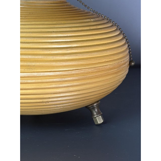 Pencil Reed Rattan Bamboo and Brass Mushroom Table Lamp, Italy, 1970s For Sale - Image 10 of 18