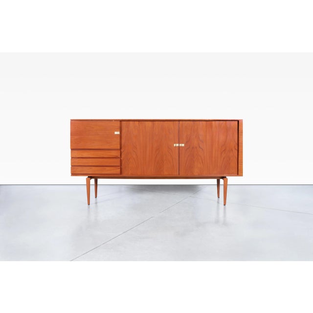 Scandinavian Modern Teak Tambour Door Credenza by h.w. Klein for Bramin For Sale - Image 9 of 12