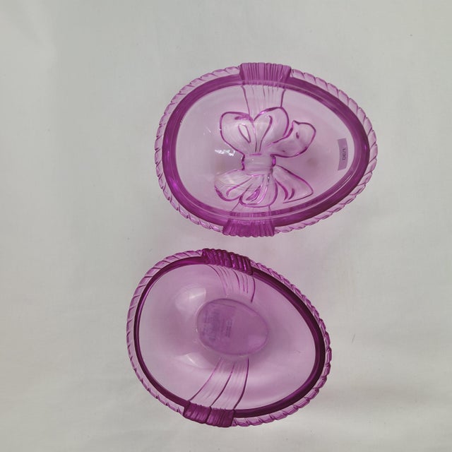 Purple Marquis by Waterford Crystal Egg Trinket Box With Bow in Box For Sale - Image 8 of 16