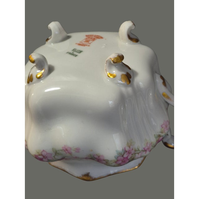 Pink Vintage Limoges Elite L France Bawo & Dotter Hand Painted Floral Sugar Bowl For Sale - Image 8 of 11