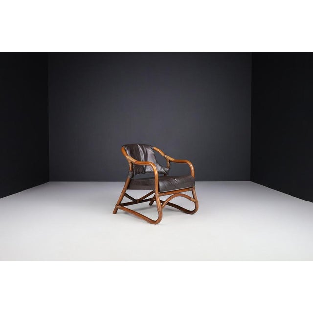 Wood Manilla Lounge Chairs in Bamboo and Leather attributed to Horsnæs, Denmark, 1960s, Set of 2 For Sale - Image 7 of 11