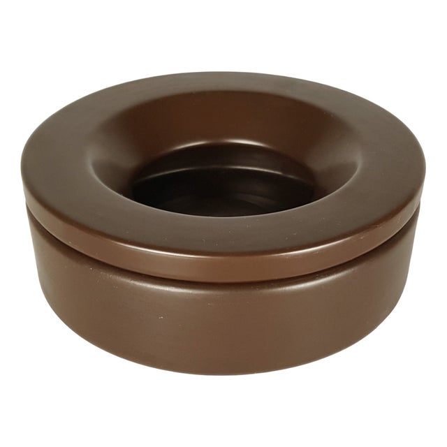 Small Brown Ceramic Barbados Ashtray by Angelo Mangiarotti for Danese, 1964 For Sale