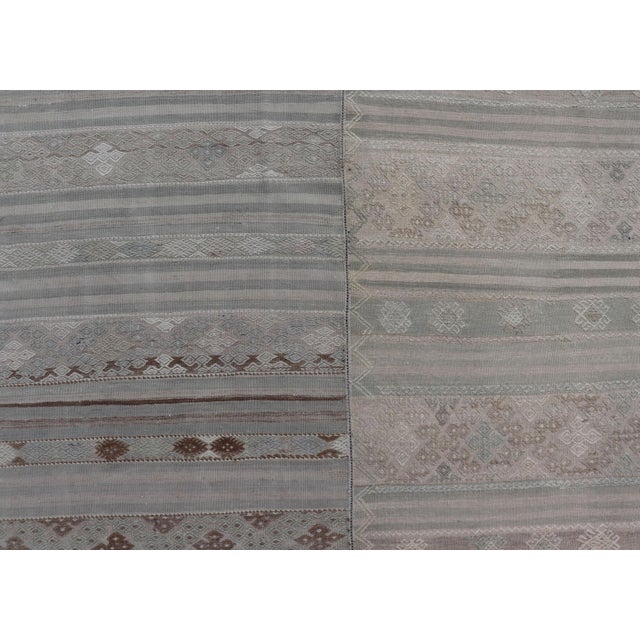 Vintage Neutral Paneled Kilim Flat-Weave in Neutral Muted Tones For Sale - Image 11 of 13