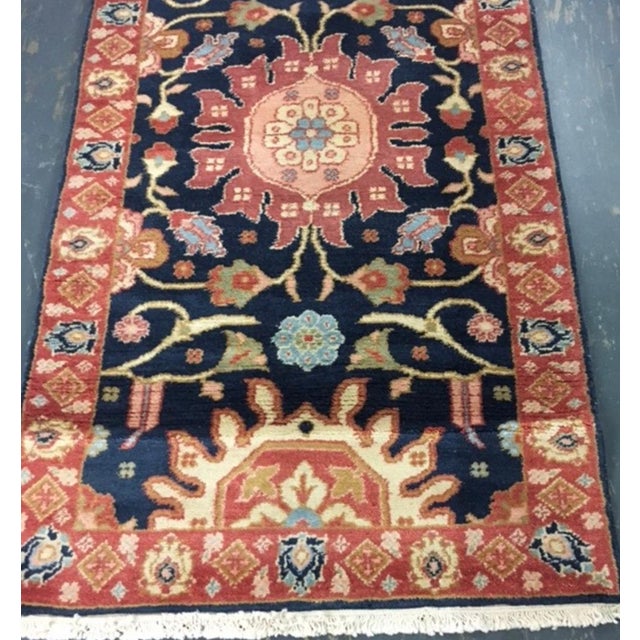 Tribal New Extra Long & Narrow Navy Blue Tribal Persian Style Runner Rug 2.7 x 36.3 ft For Sale - Image 3 of 4
