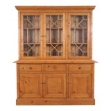Country English Georgian Pine Bookcase Astragal Glazed Doors For Sale