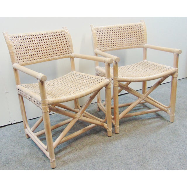 Mid Century Distressed Caned & Bamboo Director's Chairs a Pair Chairish