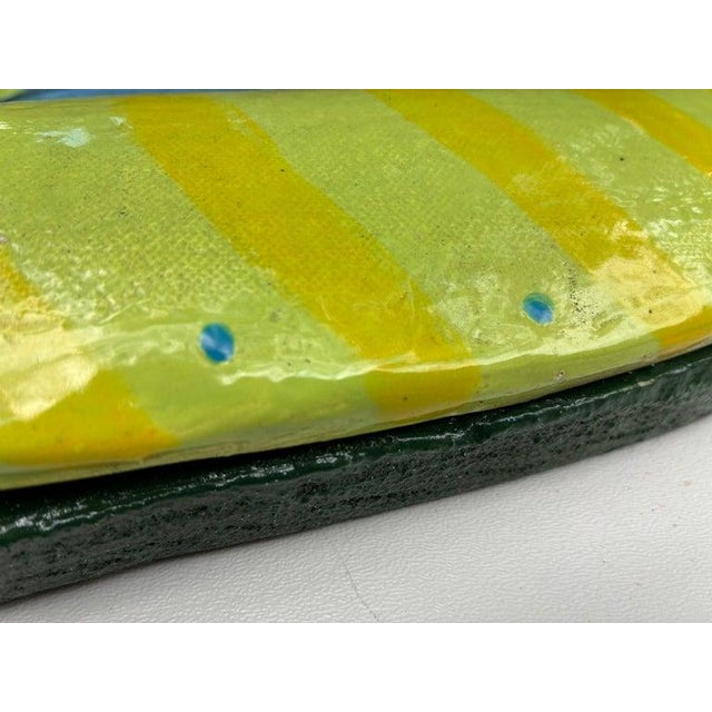 Monumental Glazed Ceramic Gecko Wall Sculpture by Rexx Fischer, Florida Artist Offered for sale is a very large wall-...