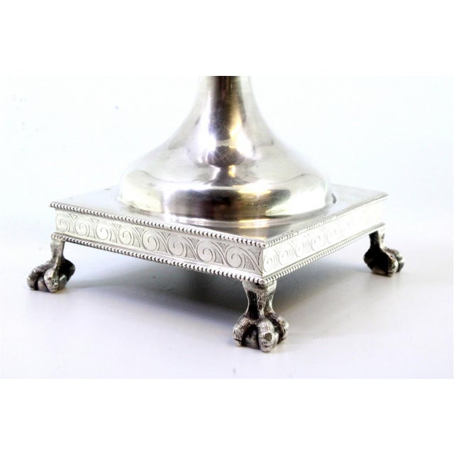 Silver Urn with Engraved Top, Lid with Knob and Frieze and Claw-Shaped Feet For Sale - Image 6 of 8