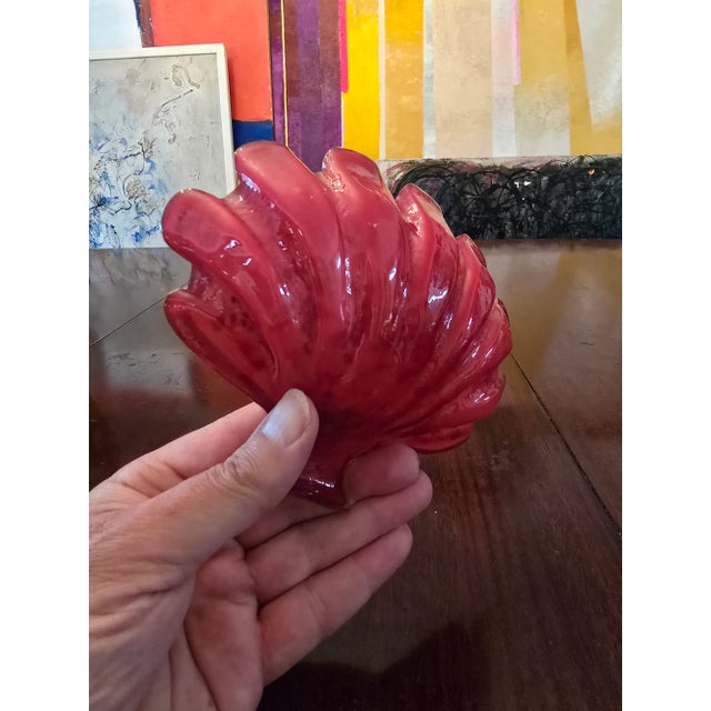 Antique Bohemian Glass Moser Ruby Sea Shell Enamel For Sale In Boston - Image 6 of 11