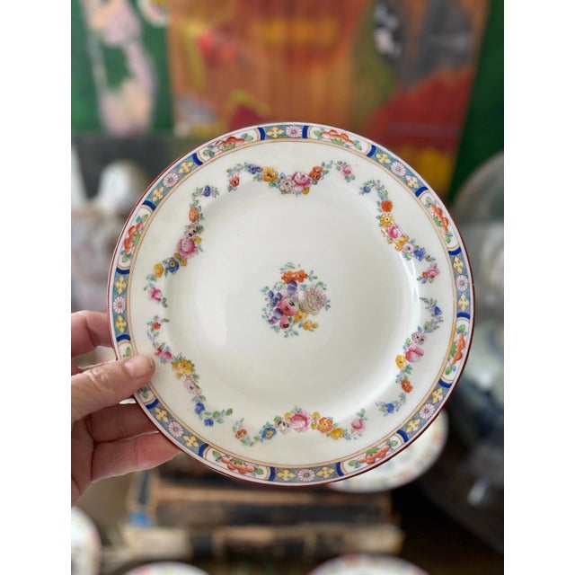 Pink Mid 19th Century Minton English China Plates, Teacups and Saucers - Set of 10 For Sale - Image 8 of 10