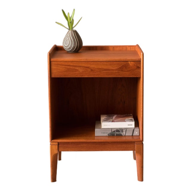 Vintage Danish Teak Bedside Nightstand End Table by Søborg Møbler For Sale