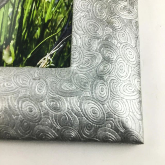 Heavy Silver Tone Carved Abstract Photo Frame With Stand For Sale In Portland, ME - Image 6 of 9