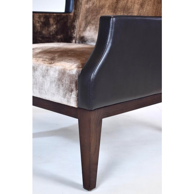 French Christian Liaigre for Holly Hunt Brown Leather & Velvet Chair For Sale - Image 16 of 16