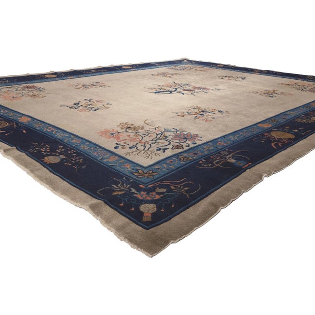 77230 Antique Chinese Peking Rug, 09'00 x 11'04. Chinoiserie Chic meets laid-back luxury in this antique Chinese Peking...