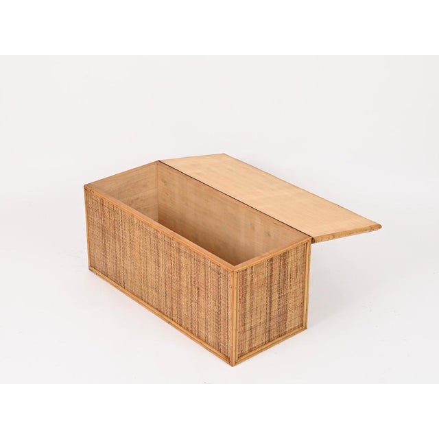 Mid-Century Modern French Riviera Storage Chest in Bamboo and Wicker, Italy, 1970 For Sale - Image 6 of 13